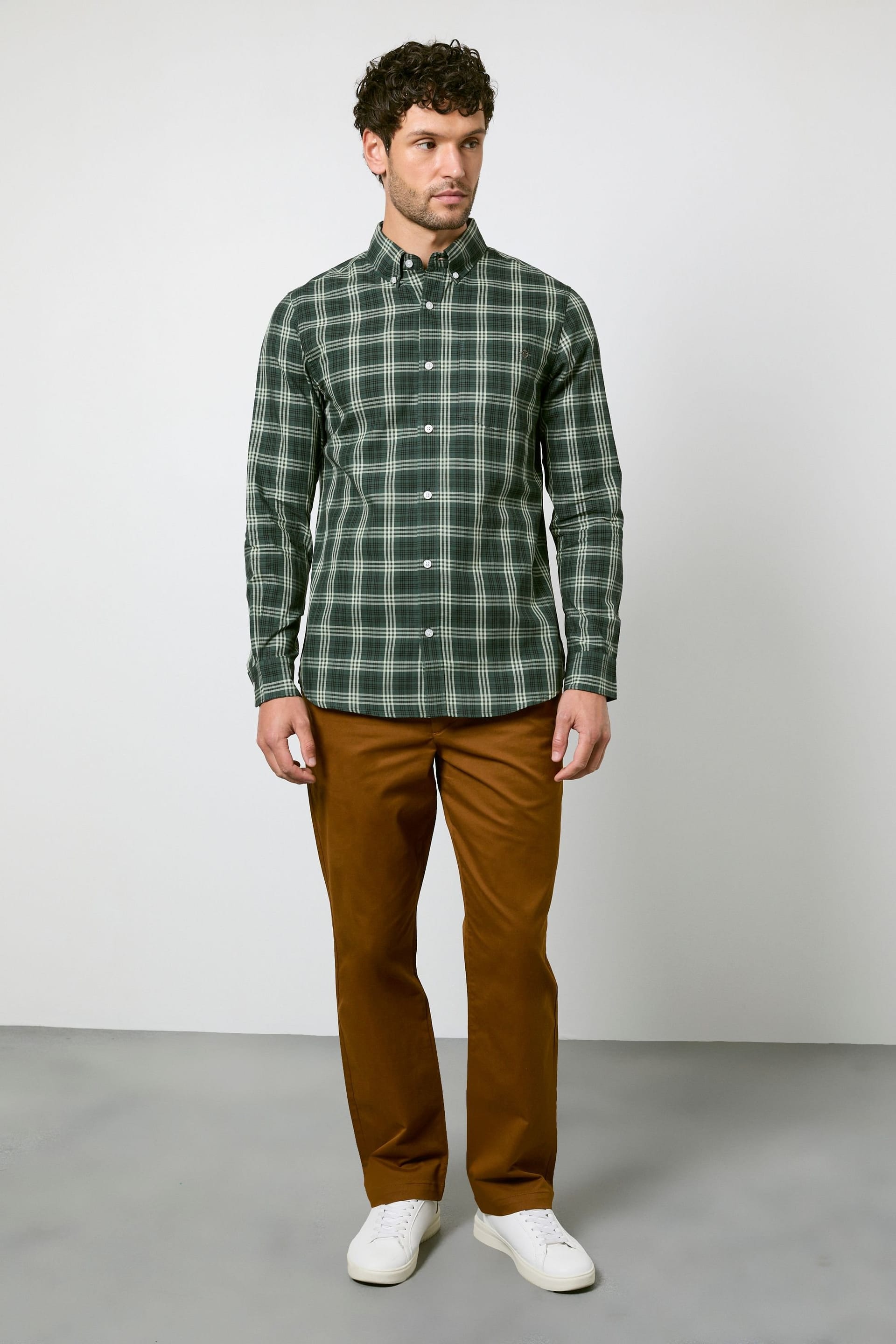 Maine Maine Men's Dark Green Check Long Sleeve Shirt in Dark Grey - 4