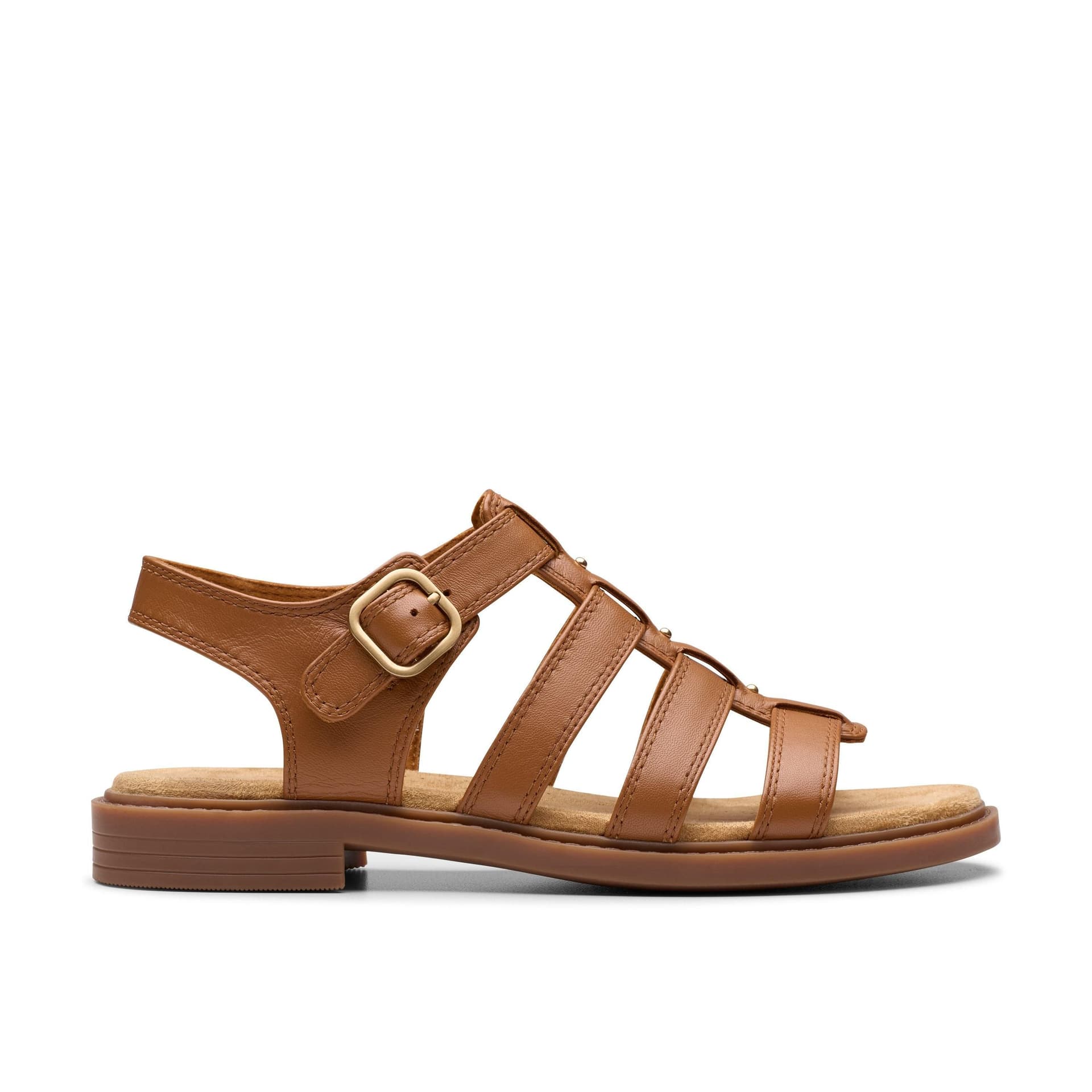 Clarks Clarks Women's Trivanni Lux Tan Leather Flat Sandals in Brown