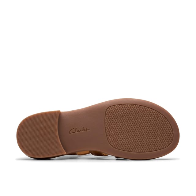 Clarks Clarks Women's Trivanni Lux Tan Leather Flat Sandals in Brown - 3