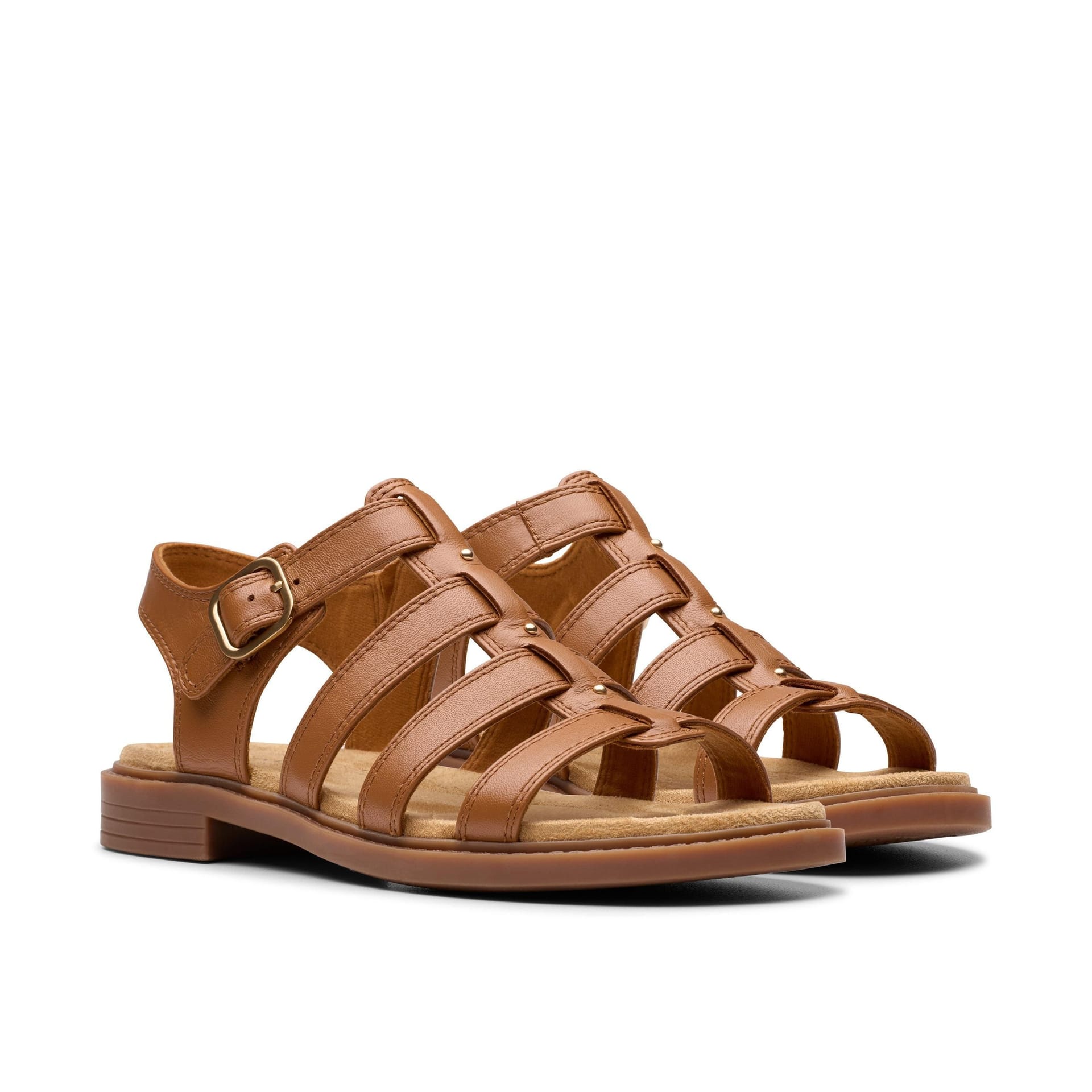 Clarks Clarks Women's Trivanni Lux Tan Leather Flat Sandals in Brown - 4
