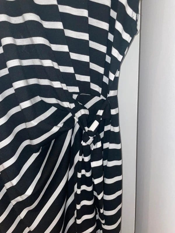 No Label Black & White Striped Midi Dress - Size 12-14