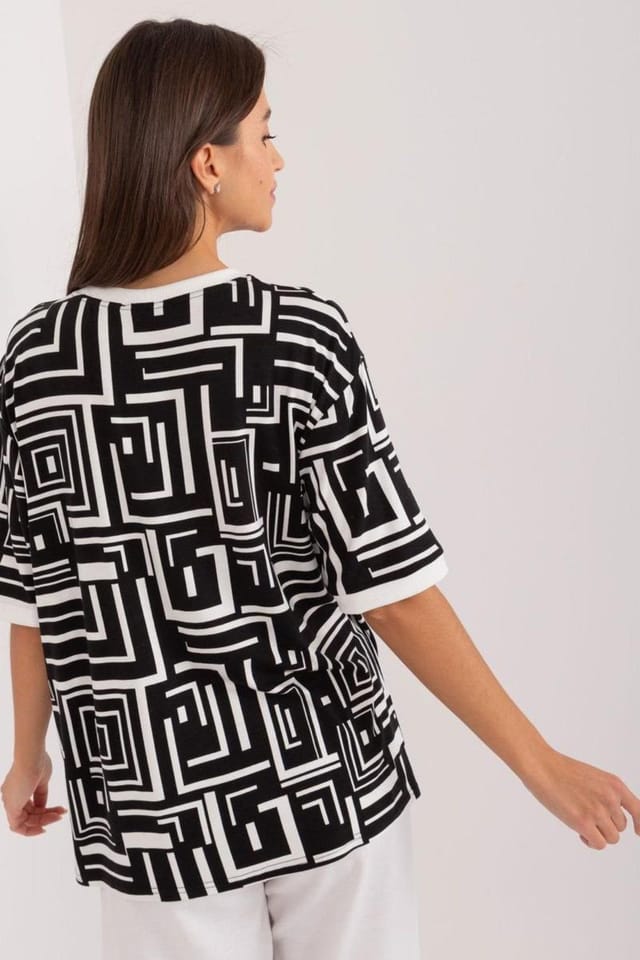 Love Lace Love Lace Women's Geometric Brooch Everyday Blouse in Black - 3