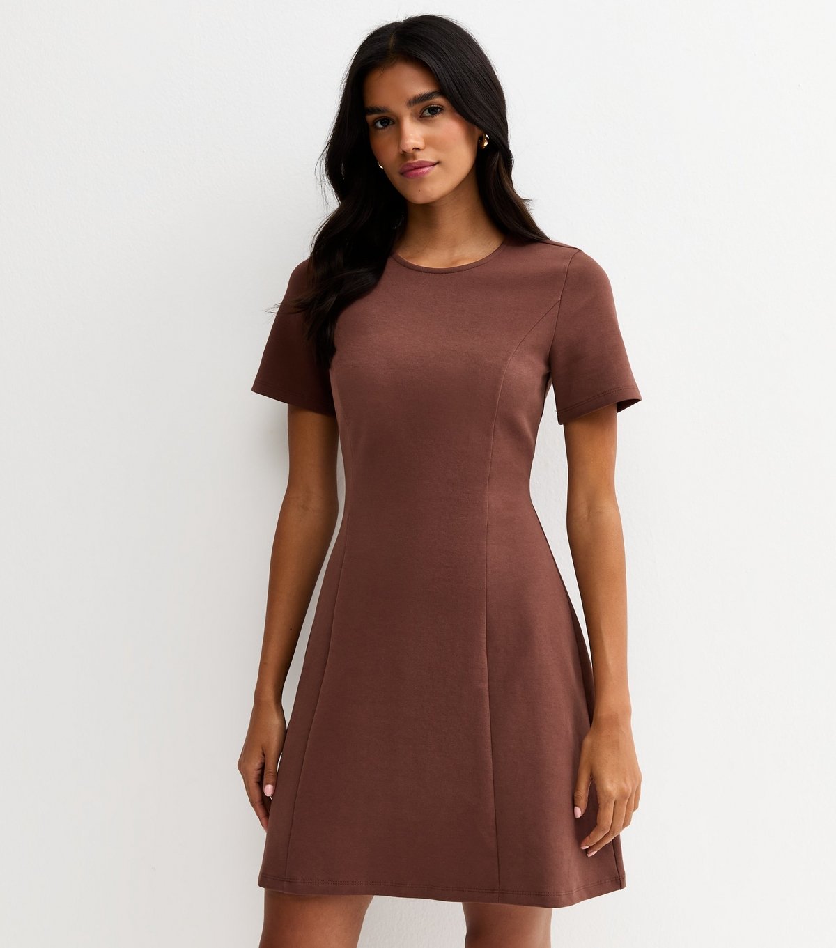 New Look Women's Dark Brown Flared A-Line Mini Dress New Look - 3