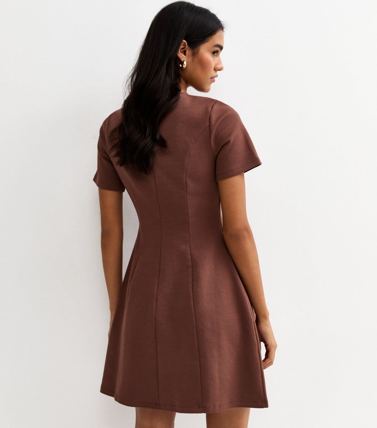 New Look Women's Dark Brown Flared A-Line Mini Dress New Look - 4