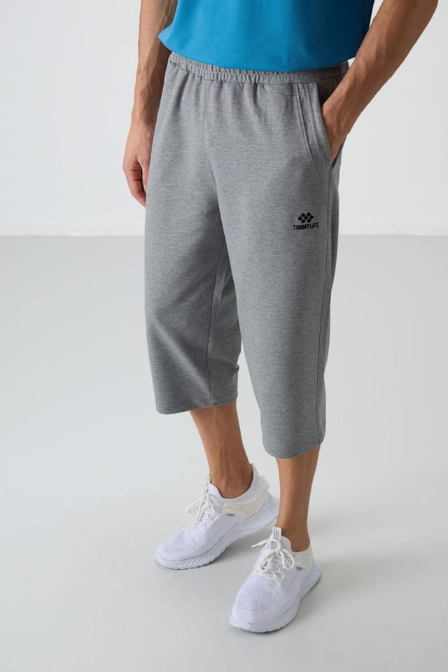 Tommy Life Tommy Life Men's Jersey Capri Shorts in Grey - 2