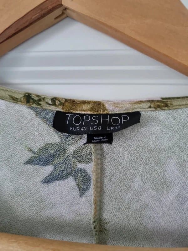 Topshop Green floral ruched asymmetric dress