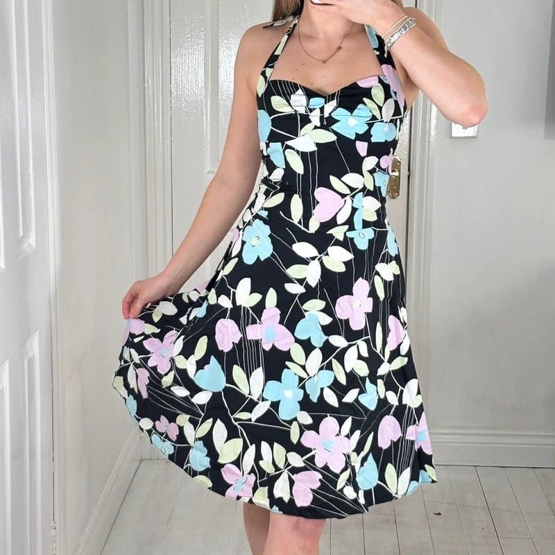 New Look Vintage Y2K old label new look halterneck flower print dress