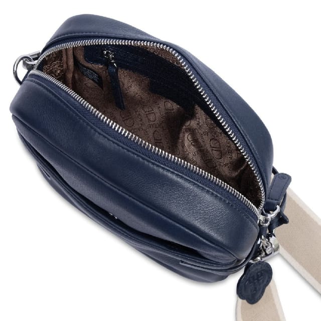 SADDLER SADDLER Women's 'Laura' Secure Zip Top Closure Handmade Leather Camera Bag in Navy - 2