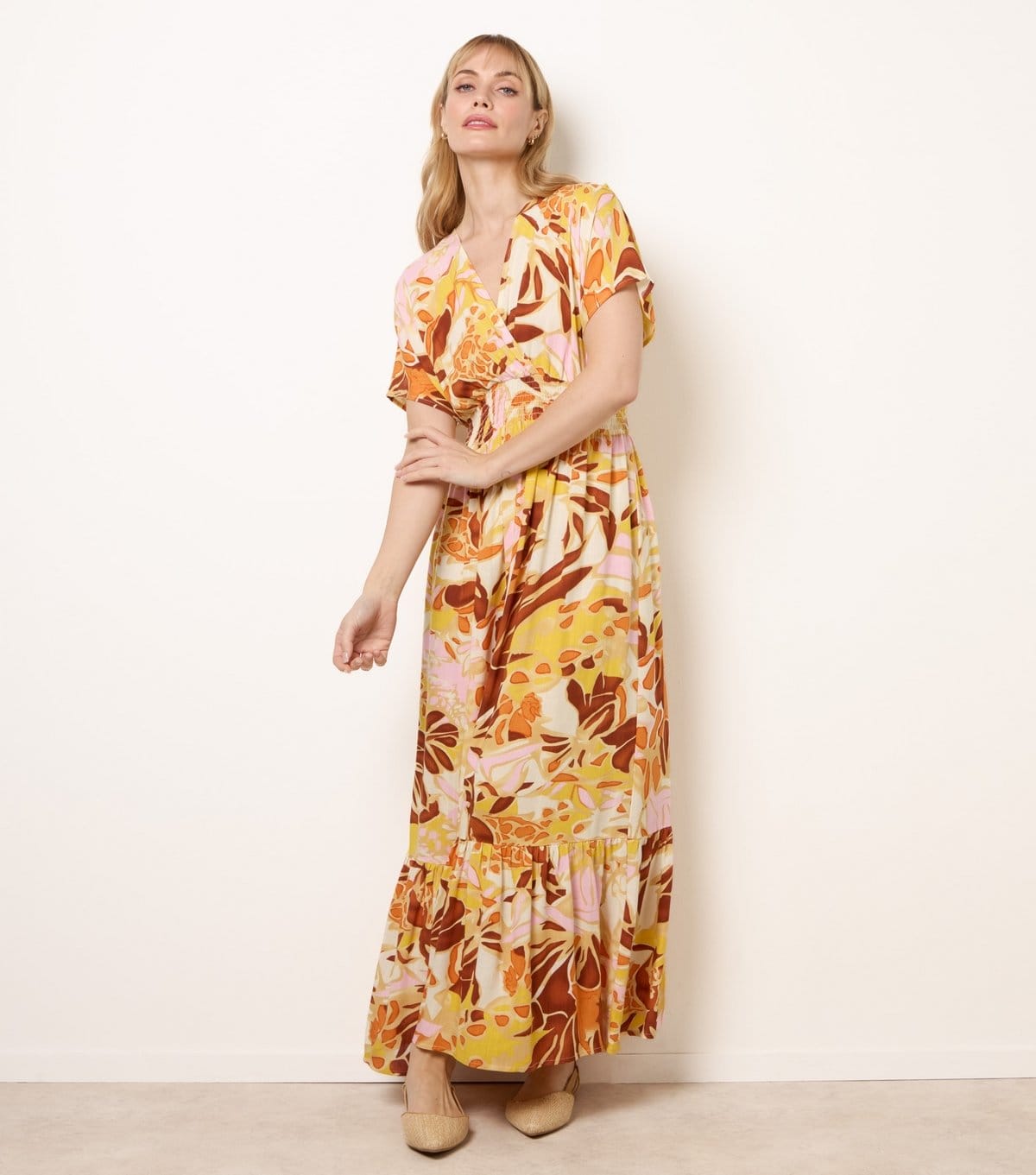 Blue Vanilla Multicoloured Printed V-Neck Midi Dress