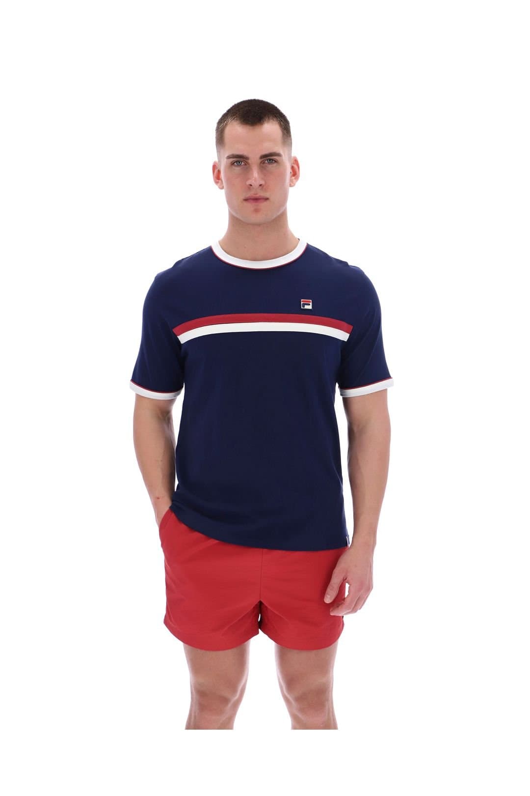 Debenhams Debenhams Men's Rosario Tee With Terry Stripes Fila Navy/ Gardenia/Garnet in Navy