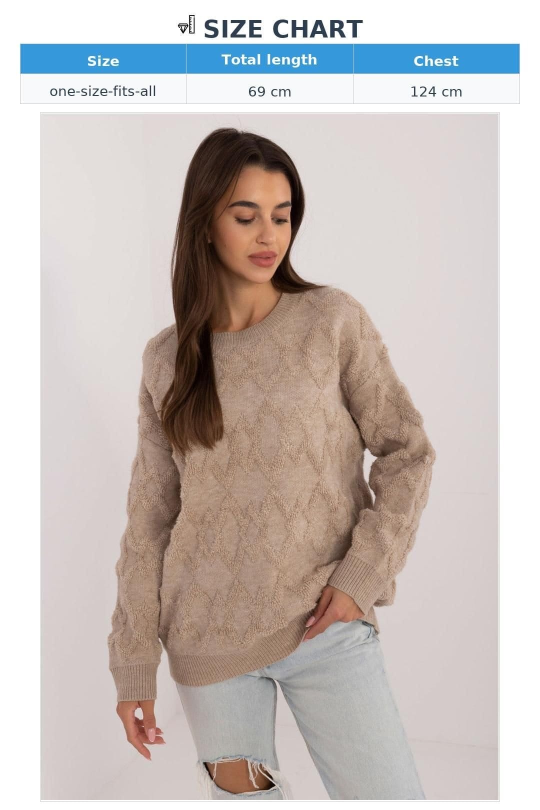 Love Lace Love Lace Women's Textured Knit Round Neck Casual Sweater Style 199641 in Beige - 4