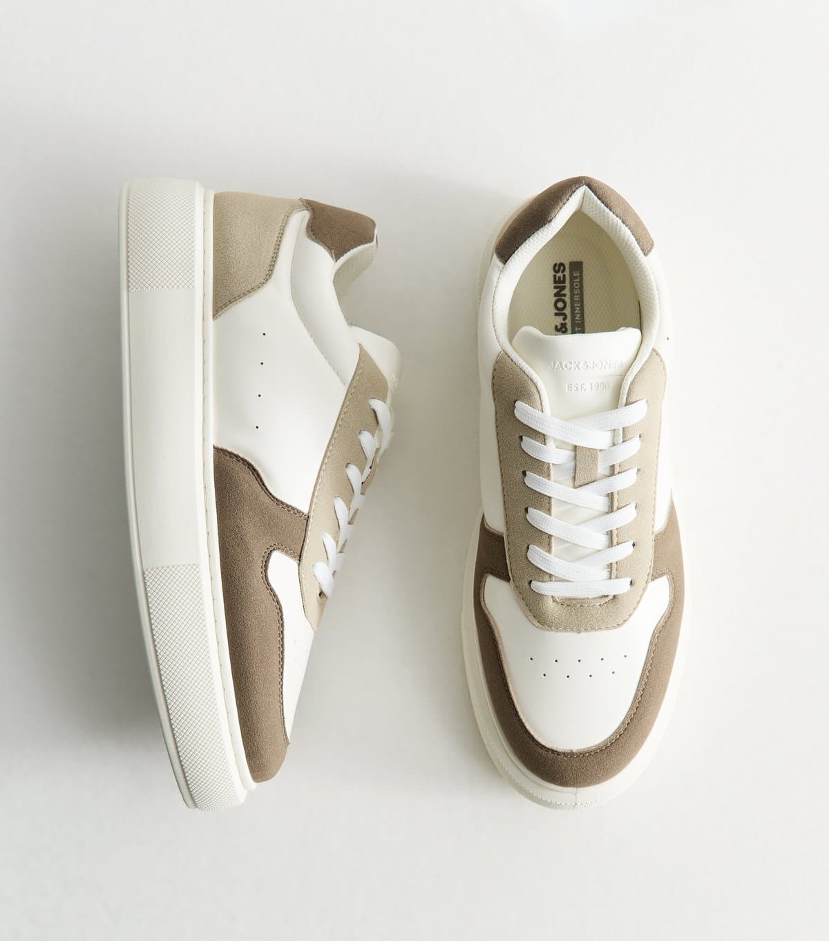 jack & jones Jack & Jones White Faux Leather Aspire Dodge Trainers