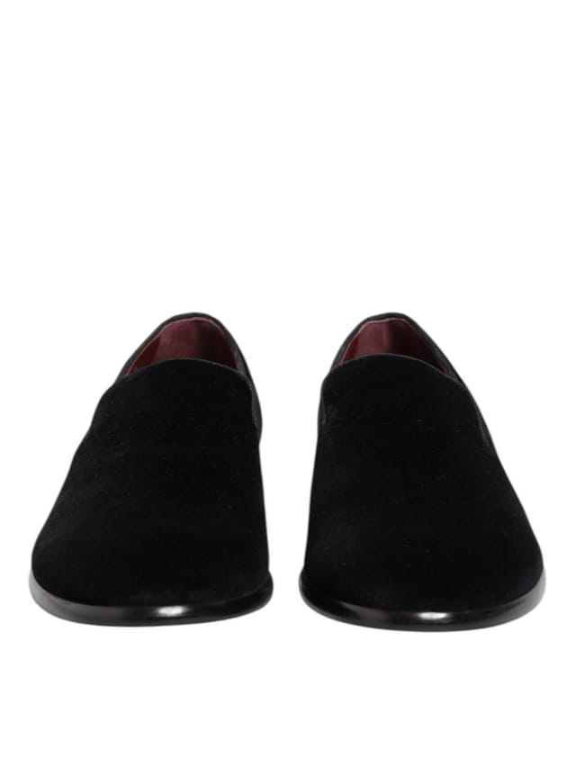 Dolce & Gabbana Dolce & Gabbana Men's Black Velvet Loafers Formal Dress Shoes - 2