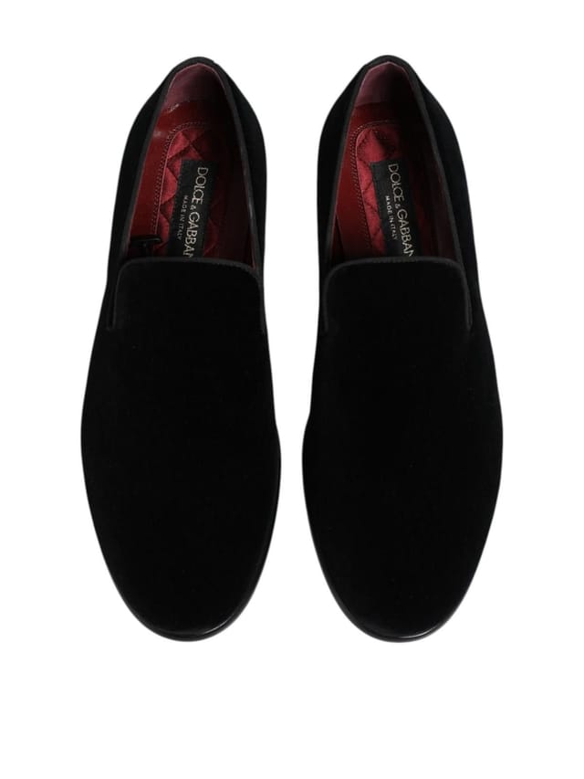 Dolce & Gabbana Dolce & Gabbana Men's Black Velvet Loafers Formal Dress Shoes - 3