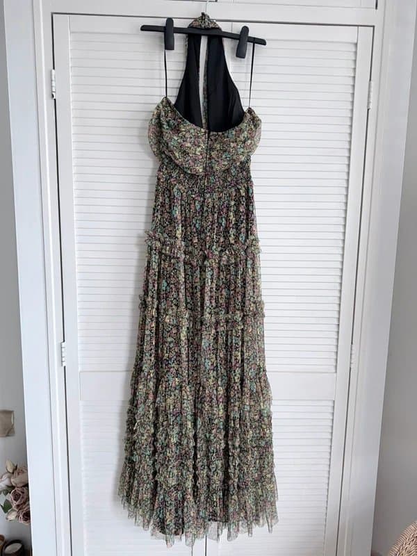 Warehouse Boho style Tulle ruffled maxi dress