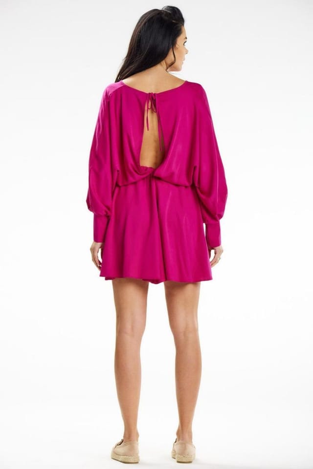 Love Lace Love Lace Women's Kimono Sleeve Mini Dress with Elastic Waist Style 195882 in Pink - 3