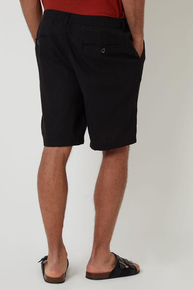 Threadbare Threadbare Men's Linen Blend Chino Shorts in Black - 2