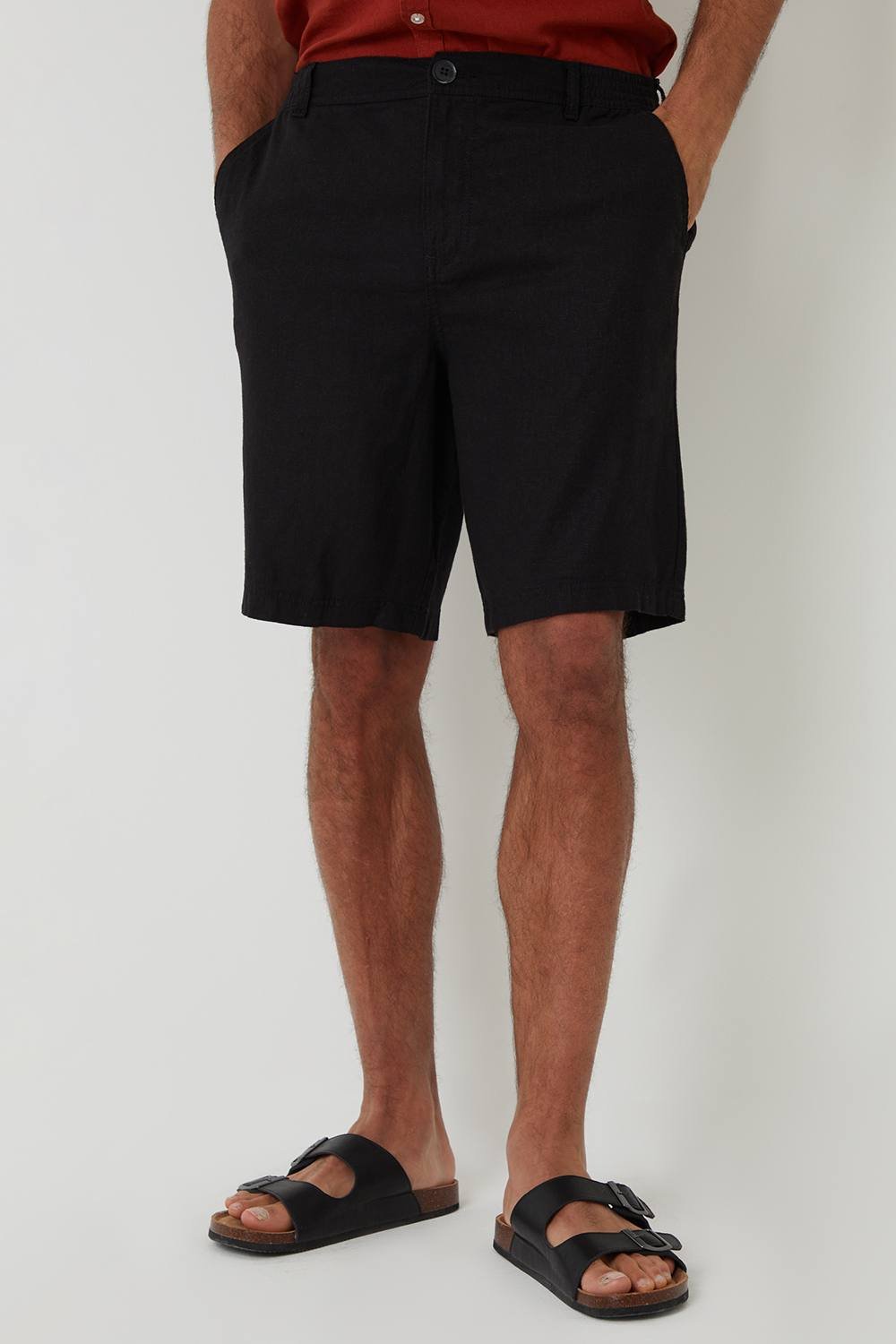 Threadbare Threadbare Men's Linen Blend Chino Shorts in Black - 3