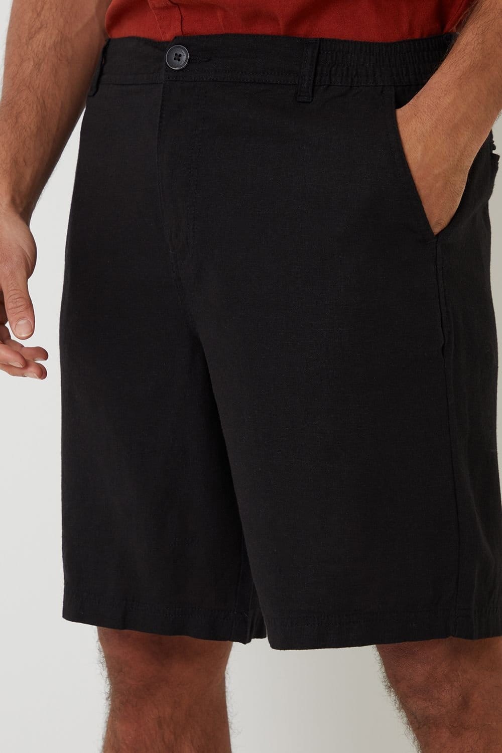 Threadbare Threadbare Men's Linen Blend Chino Shorts in Black - 4