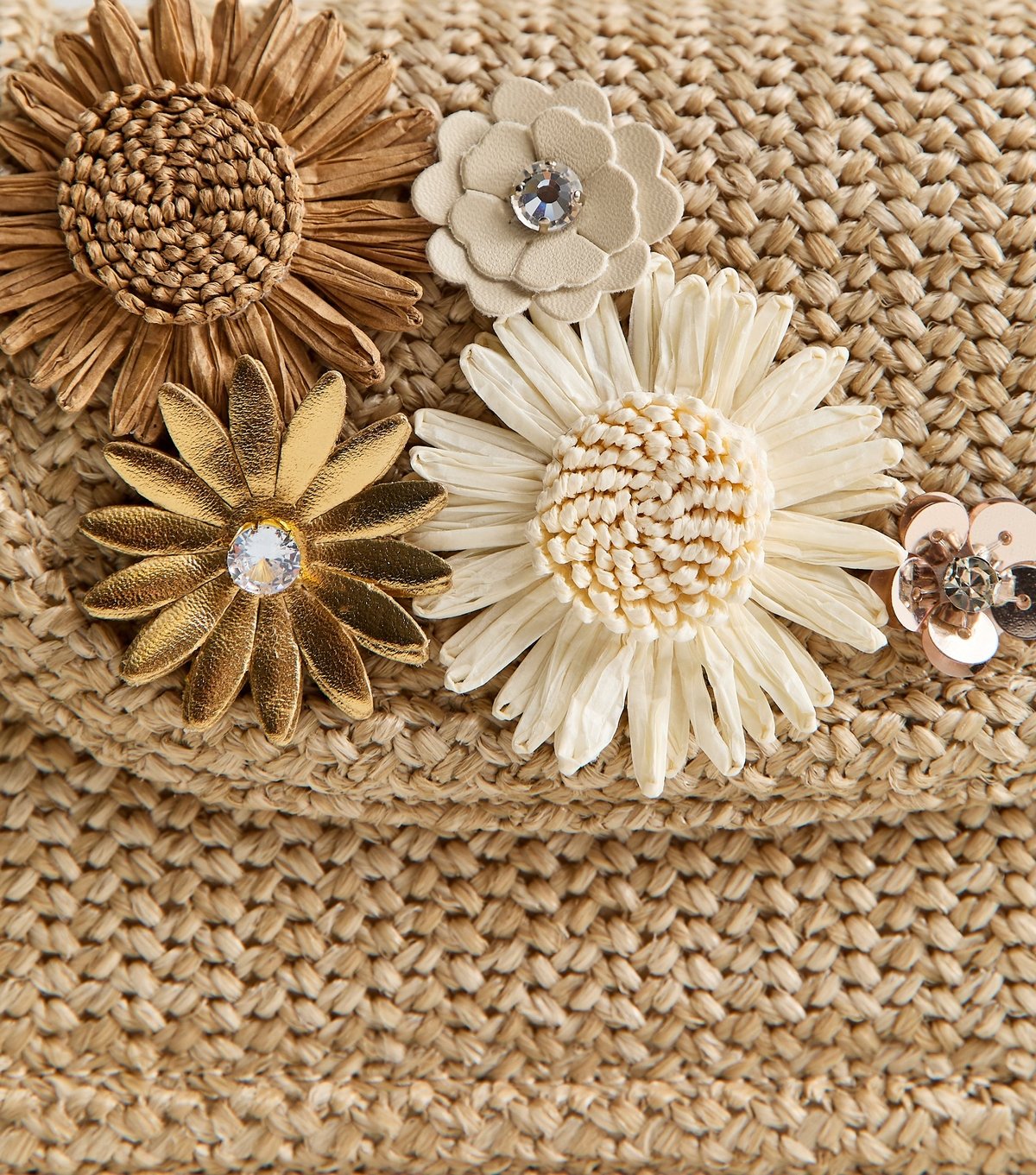 New Look Stone Woven Floral Corsage Top Handle Bag New Look - 3