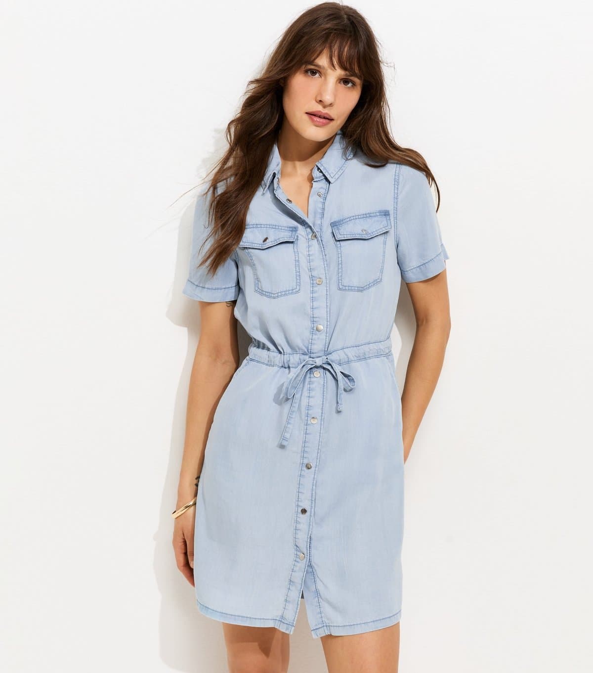 New Look Women's Tall Blue Light Blue Chambray Shirt Dress New Look
