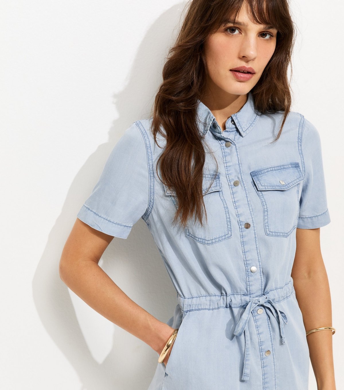 New Look Women's Tall Blue Light Blue Chambray Shirt Dress New Look - 2
