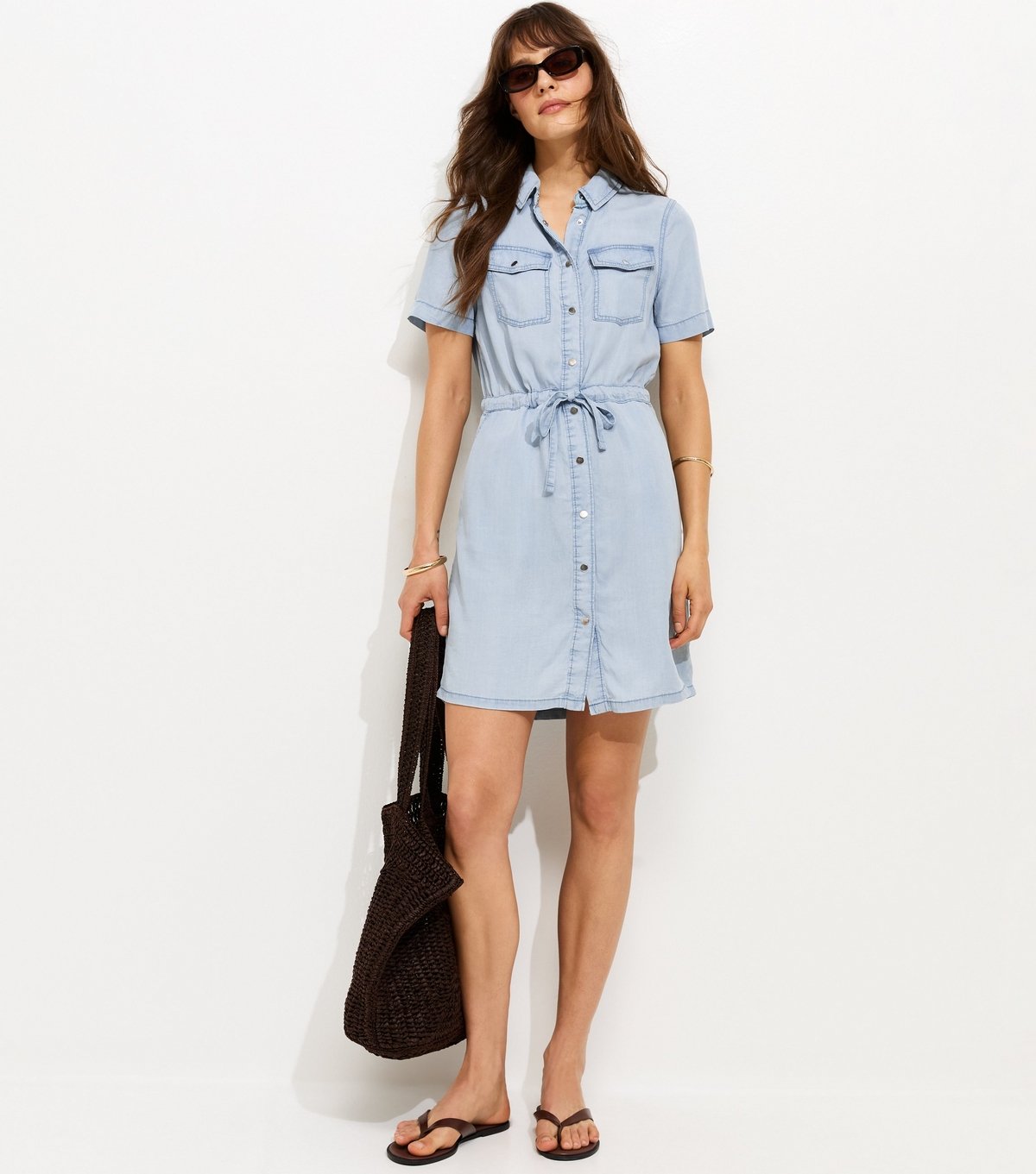 New Look Women's Tall Blue Light Blue Chambray Shirt Dress New Look - 3
