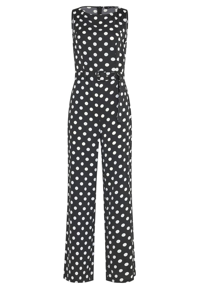 Long Tall Sally Long Tall Sally Women's Tall Polka Dot Wide Leg Jumpsuit in Black - 2