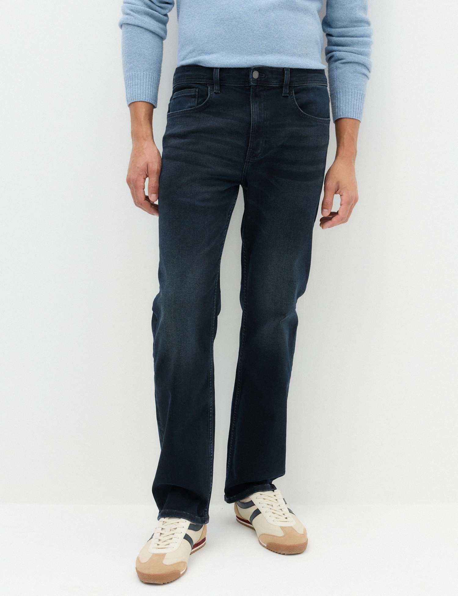 Marks & Spencer M&S Straight Fit Textured Comfort Stretch Jeans Blue/Black