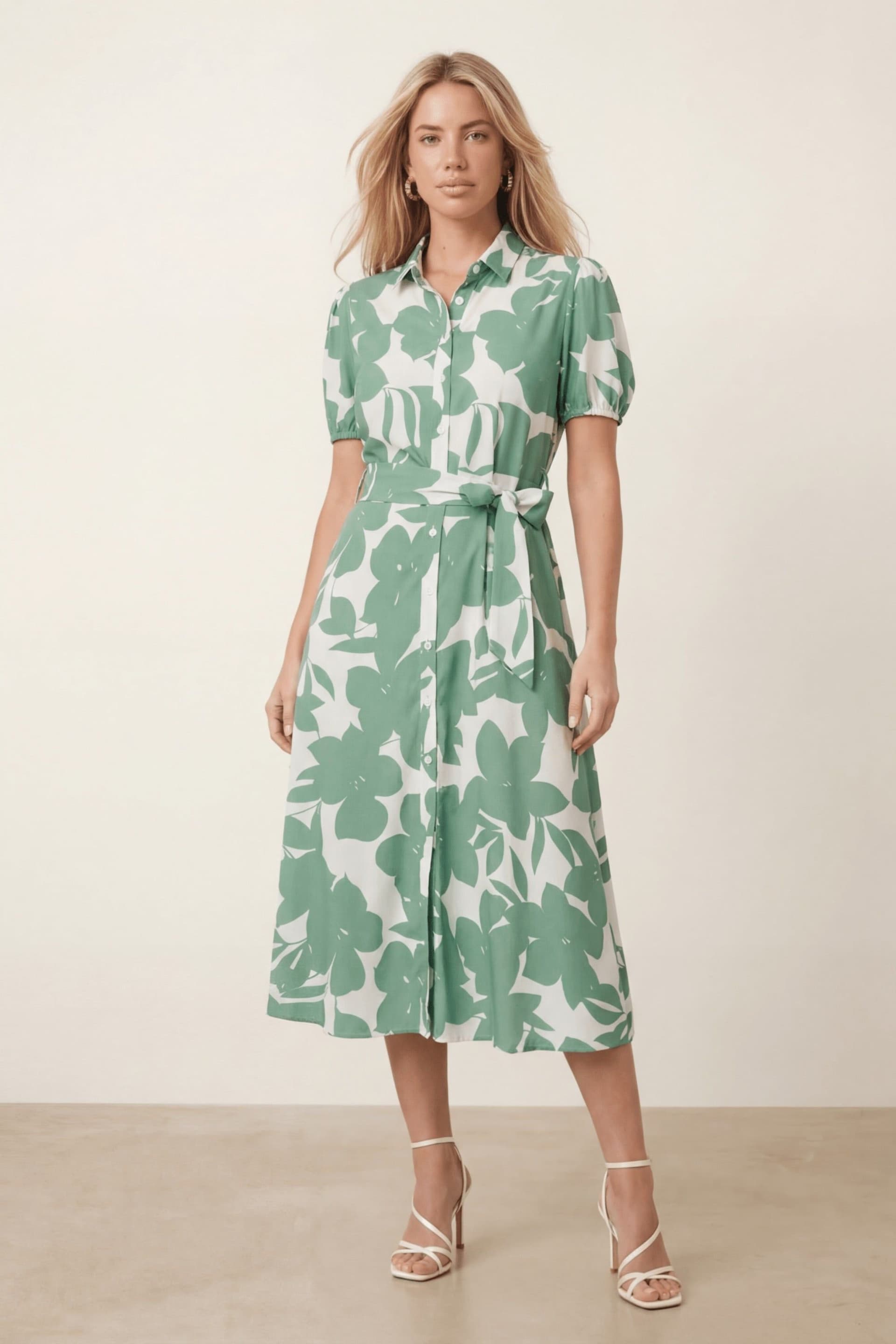 Style Cheat Style Cheat Women's Green Tie Front Shirt Dress