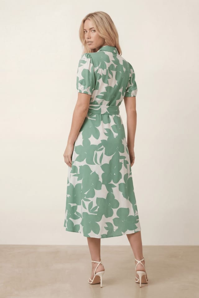 Style Cheat Style Cheat Women's Green Tie Front Shirt Dress - 3
