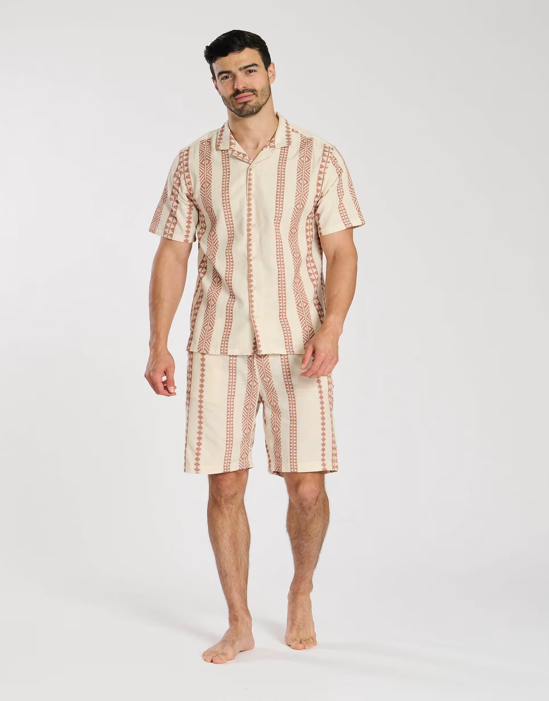 ASOS South Beach Men's jacquard short sleeve shirt in rust