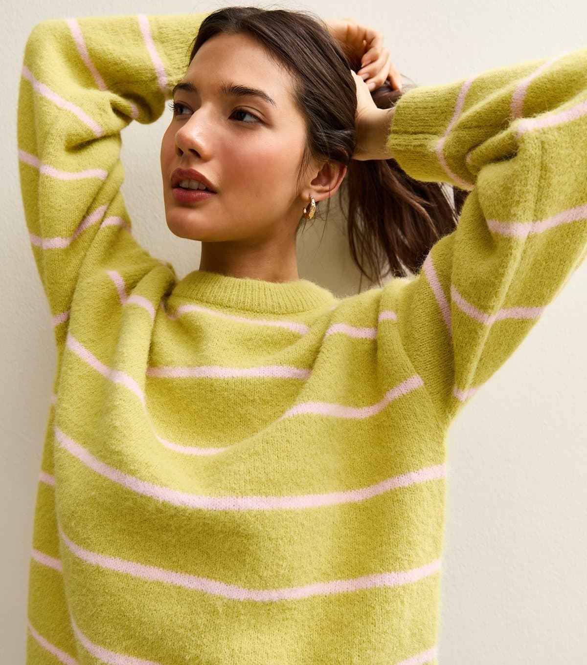 New Look Women's Green Thin Stripe Midweight Knit Jumper New Look