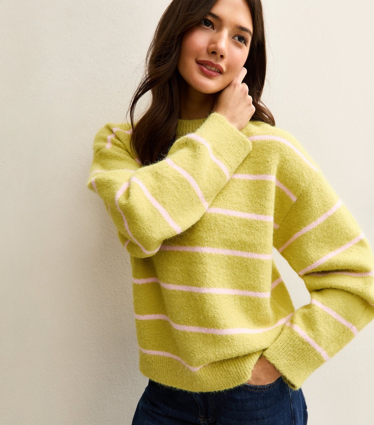 New Look Women's Green Thin Stripe Midweight Knit Jumper New Look - 2