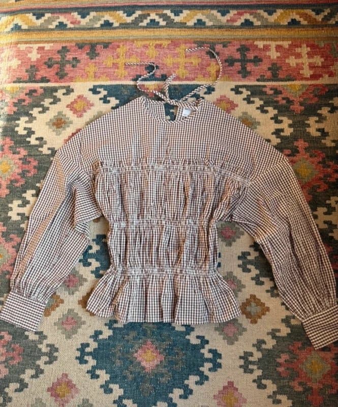 ASOS Sold out ASOS gingham cinched sleeve coquette top