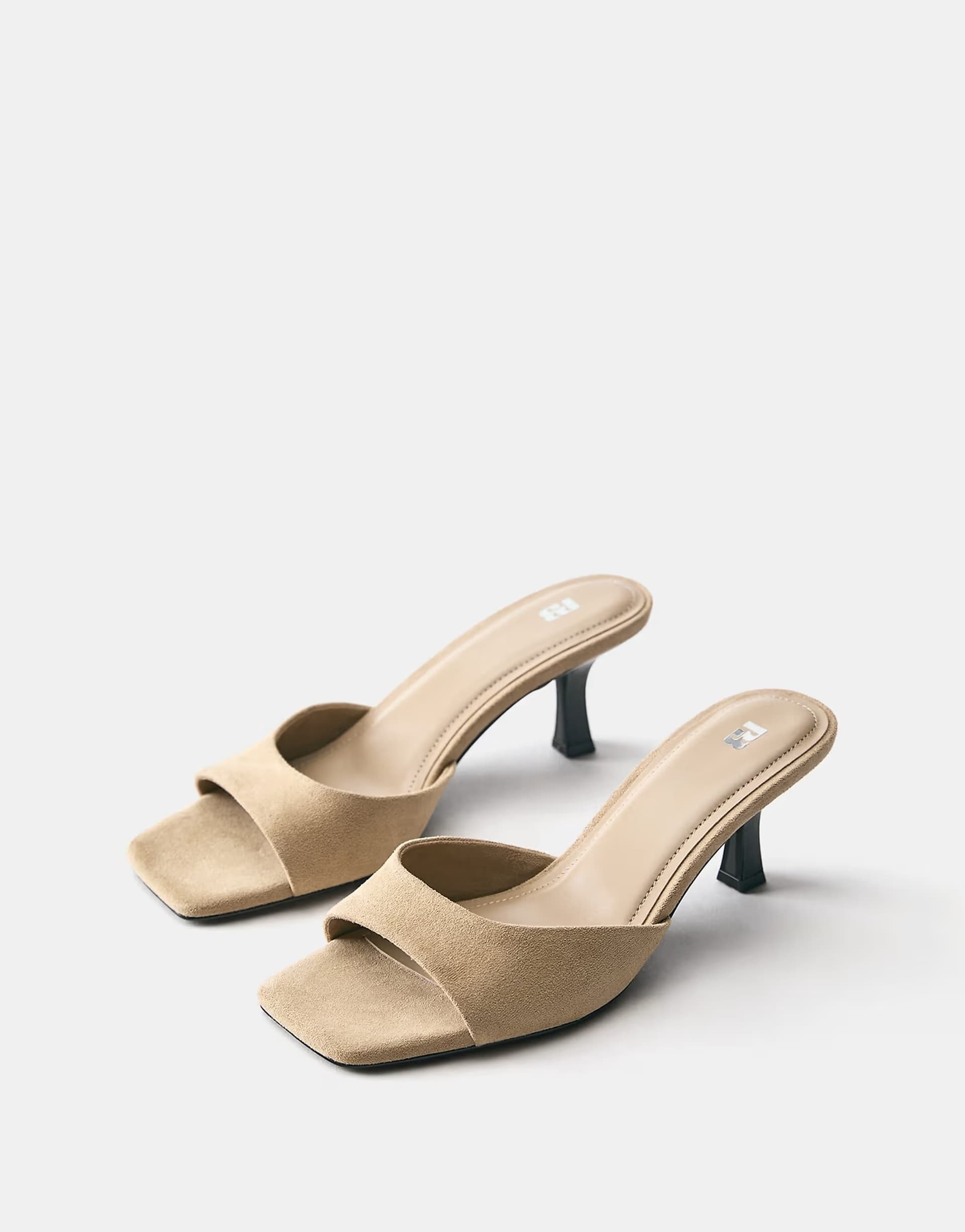 ASOS Pull&Bear Heeled mule sandals in sand