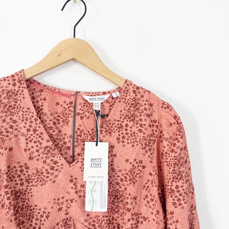 White Stuff White Stuff Lucy Ecovero Tunic Size 14 NEW Pink Multi Floral Printed RRP £59