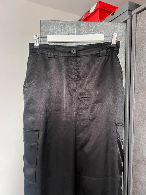 ASOS Black Satin Cargo Style Pants
