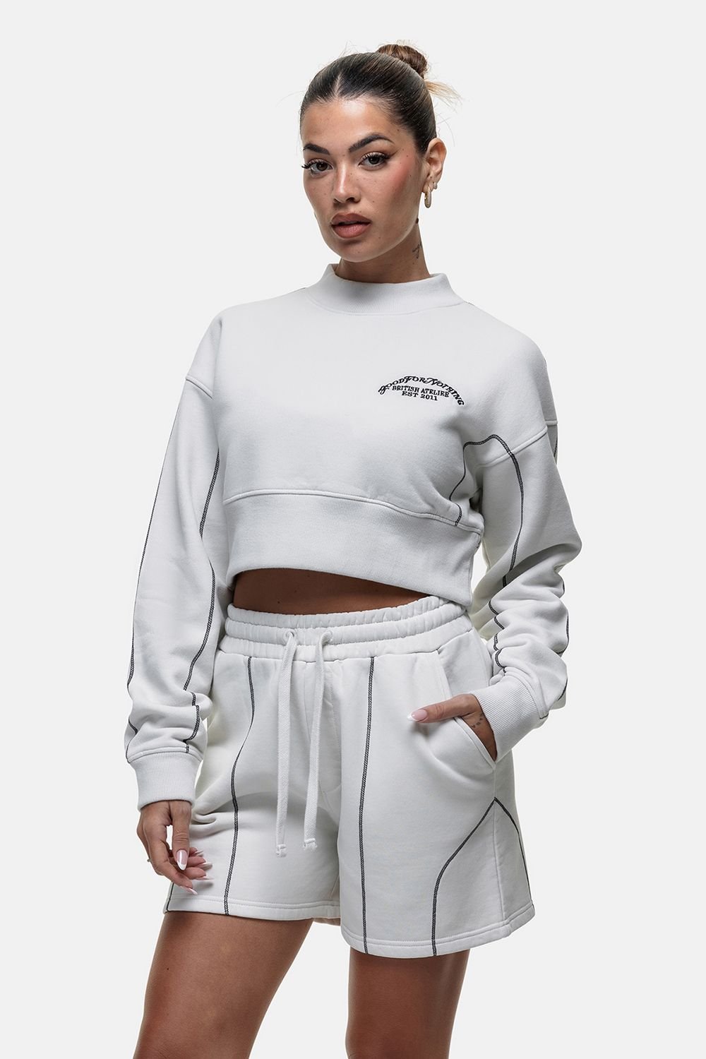 Good For Nothing Good For Nothing Women's Vintage Relaxed Fit Shorts in Light Grey - 3