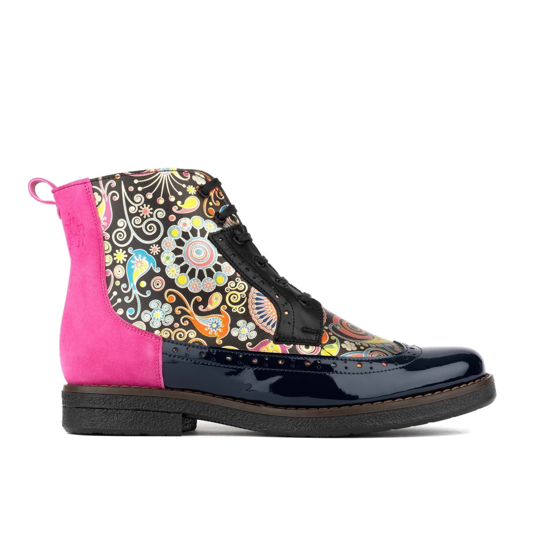 Embassy London Embassy London Navy Pink Women's Higher Ankle Leather Boot