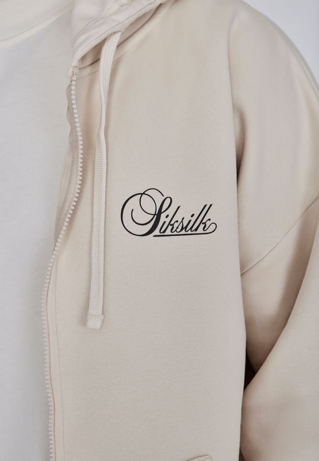 SikSilk SikSilk Men's Essentials Full Zip Hoodie in Ecru - 2