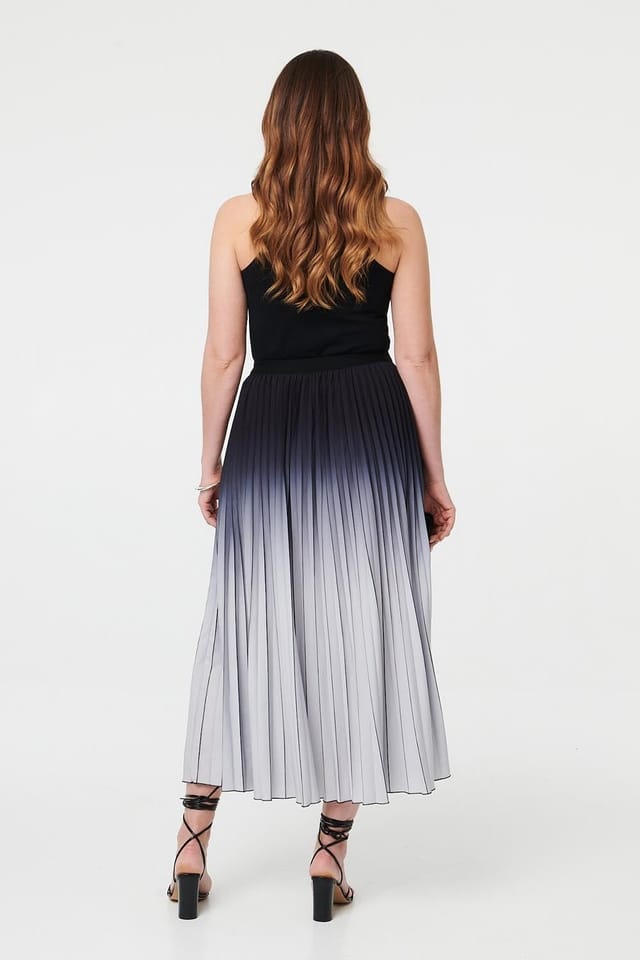 Izabel London Izabel London Women's Ombre Pleated High Waist Maxi Skirt in Black - 3