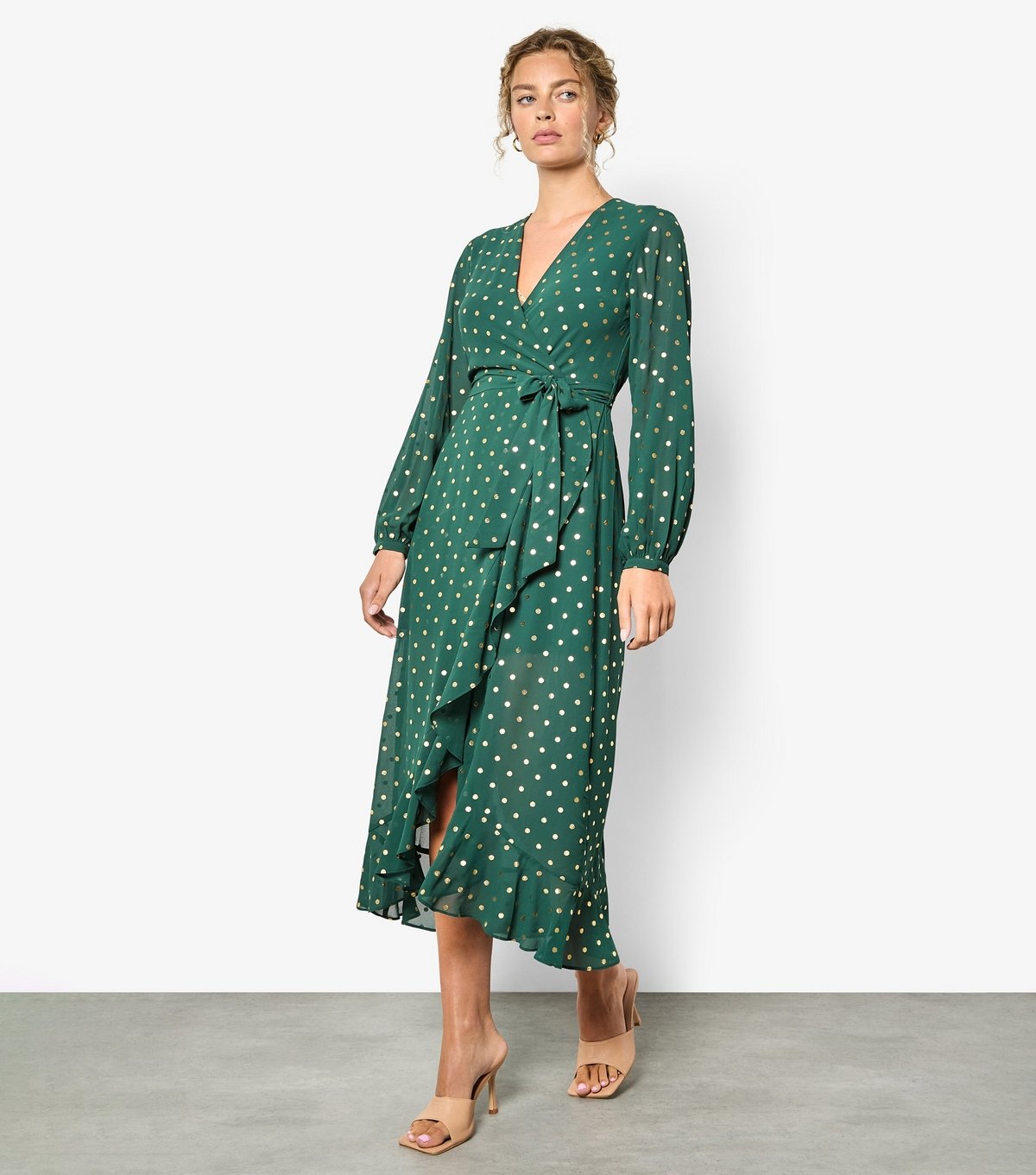 Apricot Women's Green Foil Polka Dot Wrap Dress Apricot New Look - 2