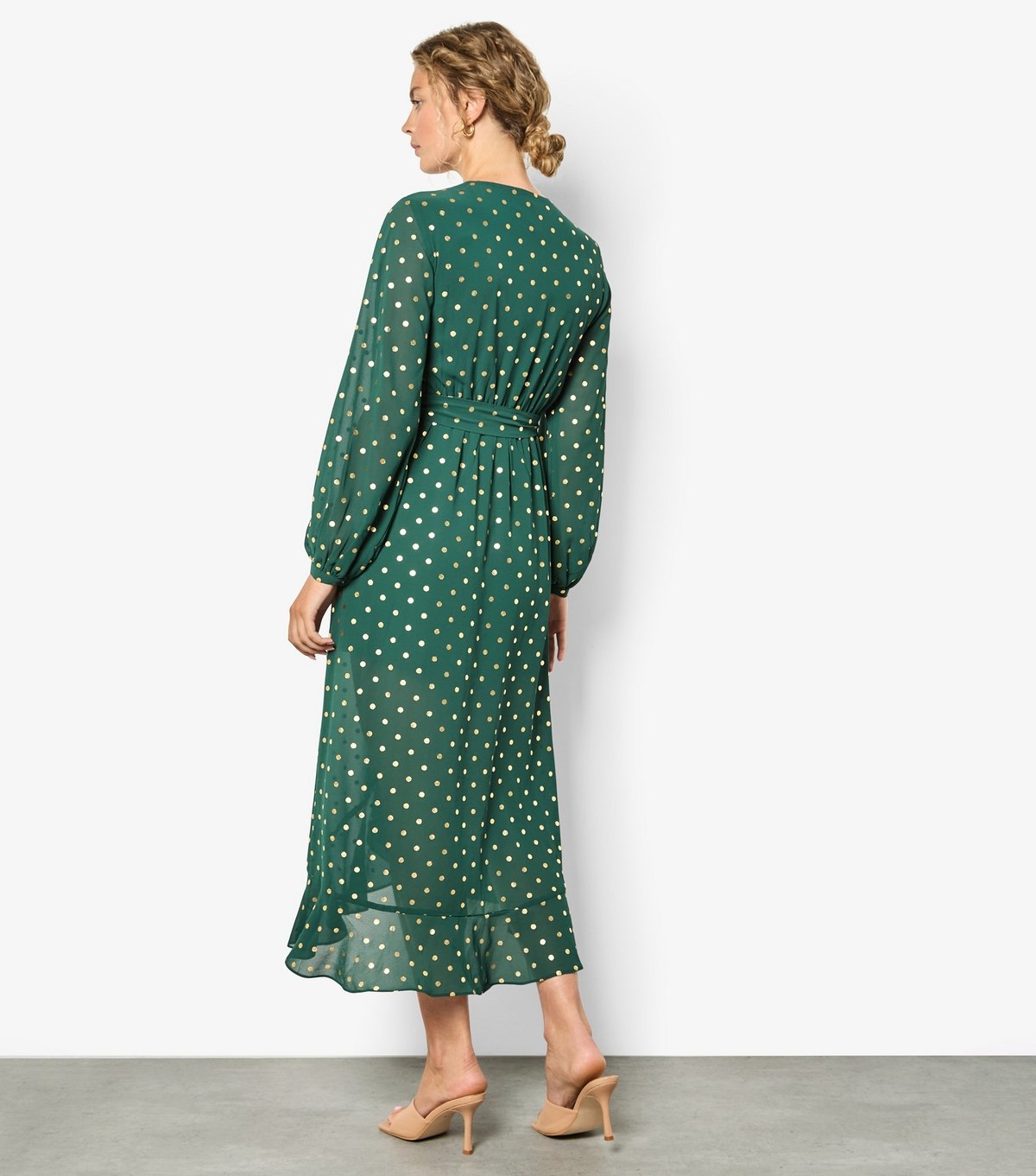 Apricot Women's Green Foil Polka Dot Wrap Dress Apricot New Look - 3