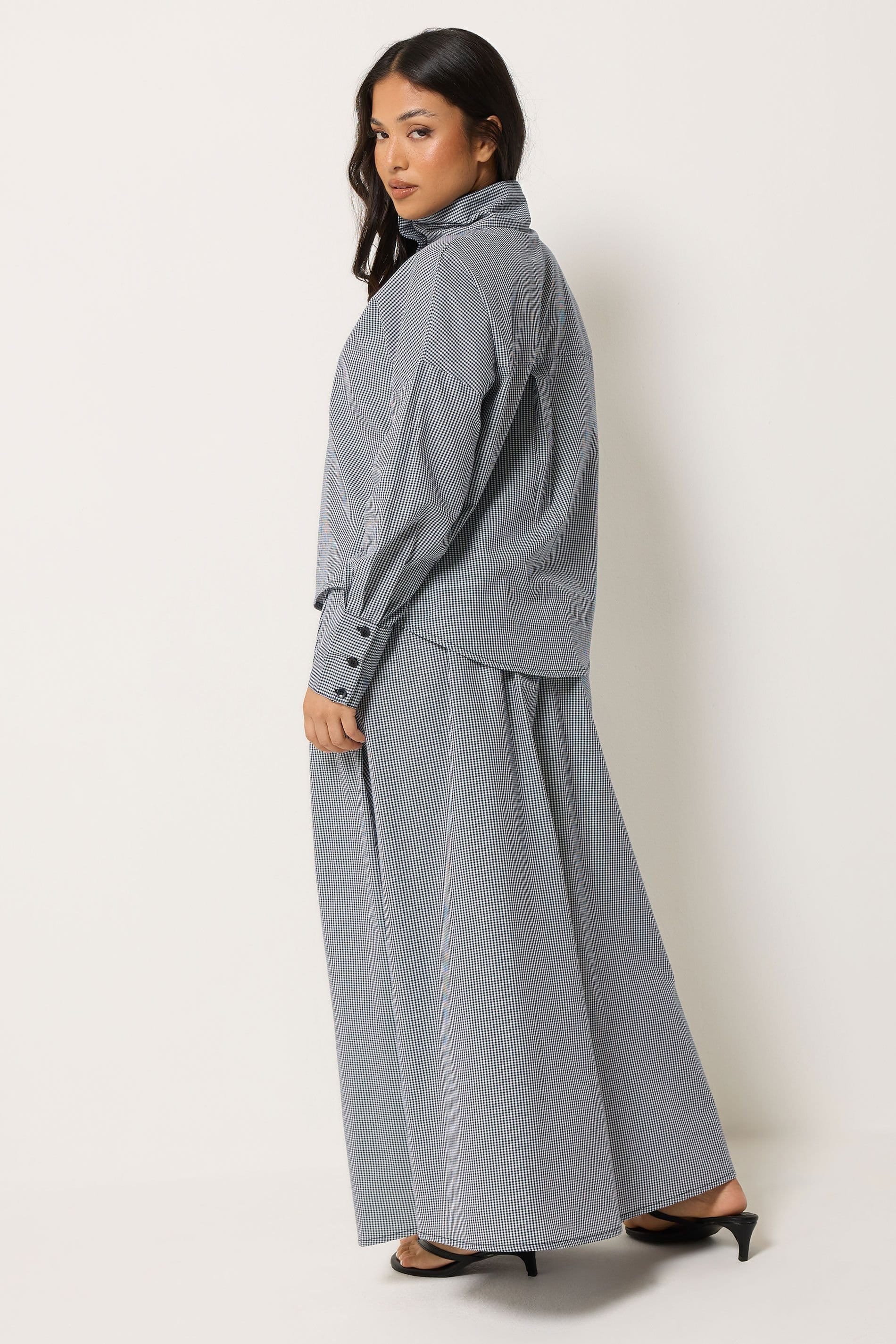 PixieGirl PixieGirl Women's Petite Cotton Funnel Neck Shirt & Maxi Skirt in Black - 4