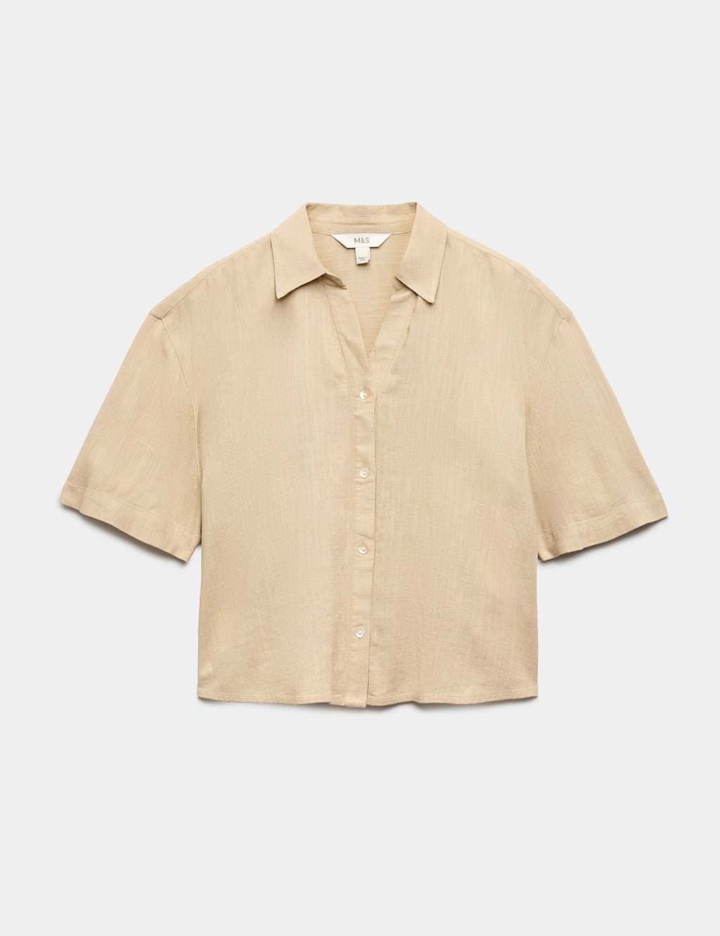 Marks & Spencer M&S Oversized Shirt with Linen Sandstone