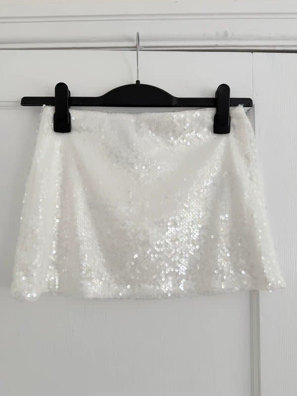 Bershka Bershka White Sequin Mini Skort XS | Jeb07