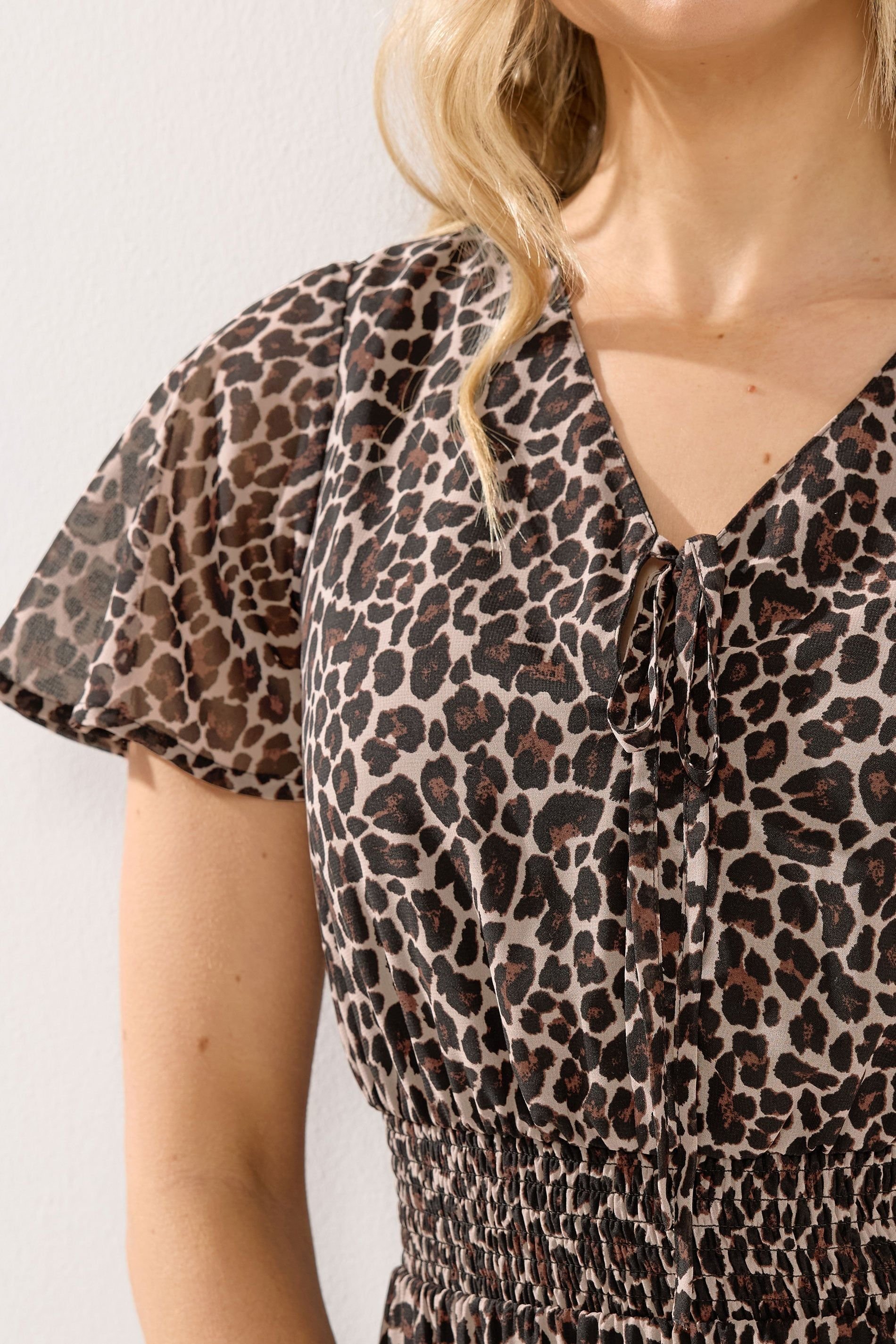 Long Tall Sally Long Tall Sally Women's Tall Leopard Print Maxi Dress in Brown - 4