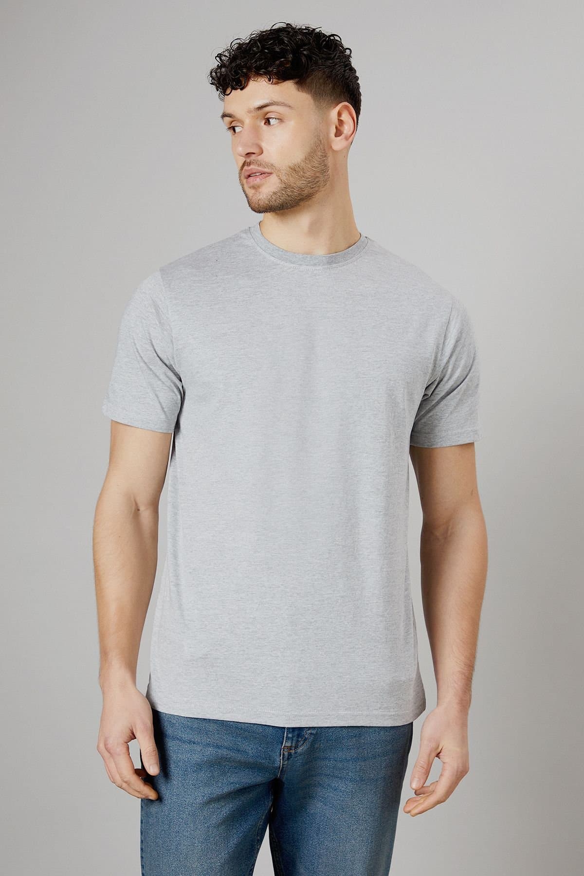 Maine Maine Men's Mid Grey Cotton Crew Neck T-shirt