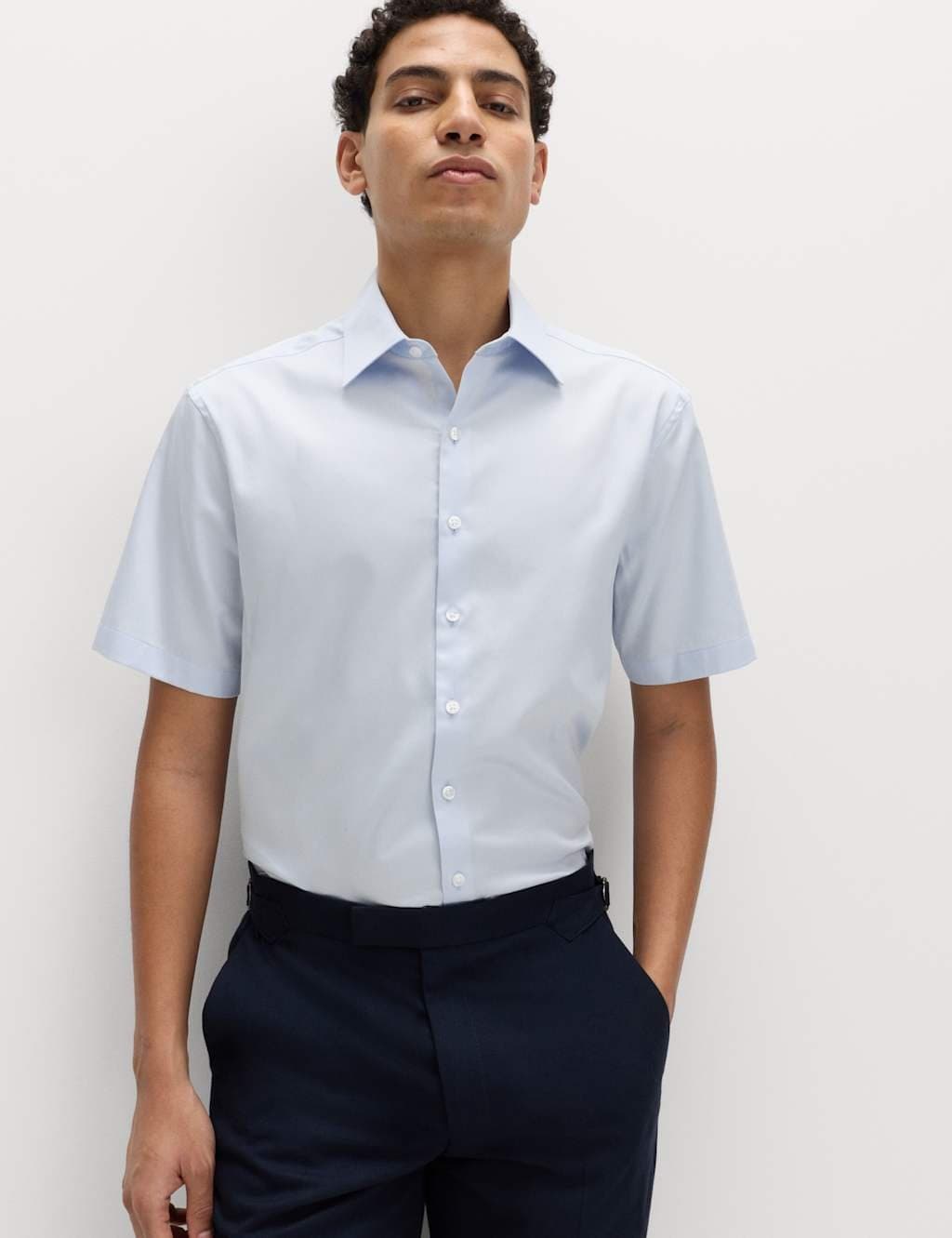 Marks & Spencer M&S Regular Fit Pure Supima® Cotton Shirt Blue